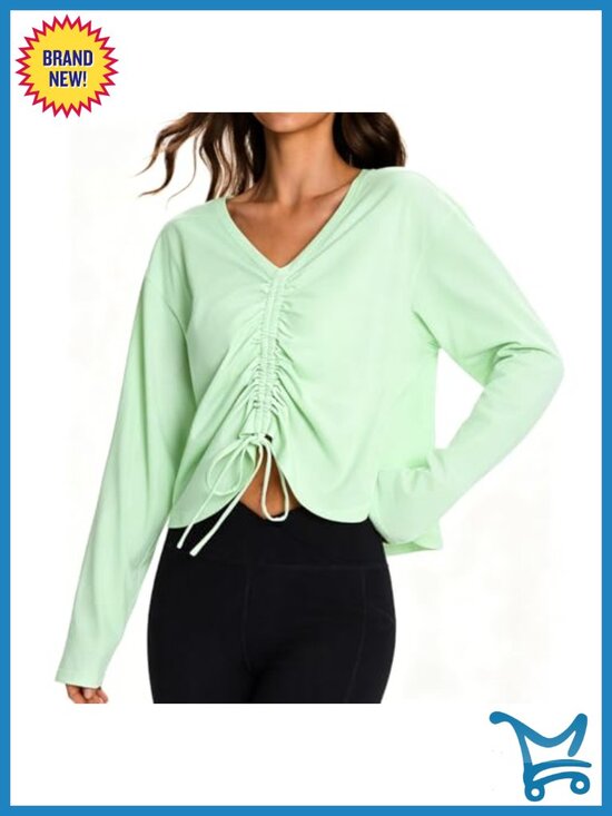 Tops - Cotton Blend Reversible Long Sleeve Workout Yoga Top Loose Fit